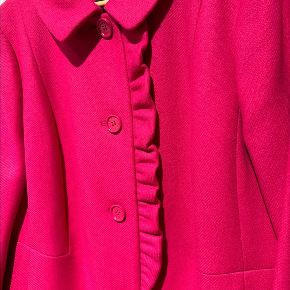 Vintage Talbots Pink Long Pea Coat Fabric Wooven in Italy Size Small - Picture 3 of 6